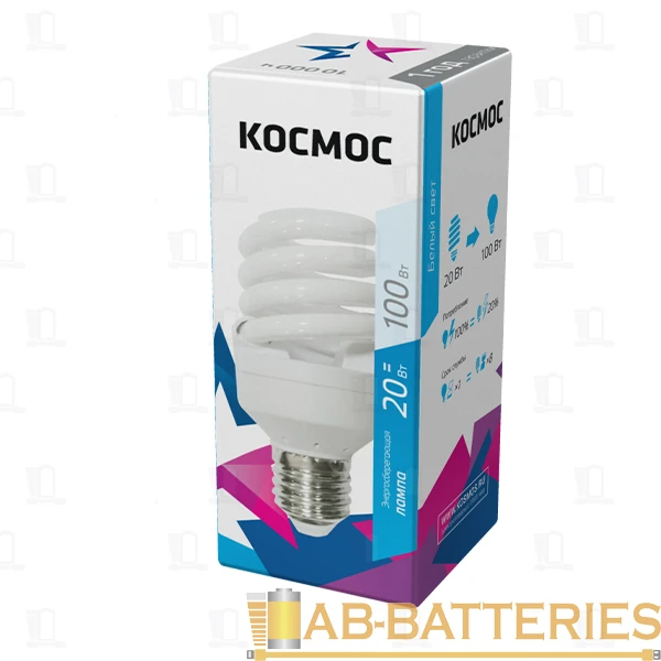 Лампа энергосберегающая Космос SPC E27 20W 4200К 220V спираль 50мм