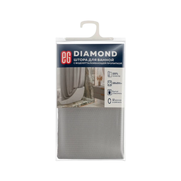 ЕГ DIAMOND Штора для ванной серая (1/12)