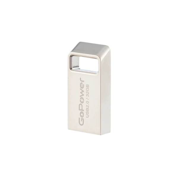 Флеш-накопитель GoPower MINI 32GB USB2.0 металл серебряный (1/50/1000)