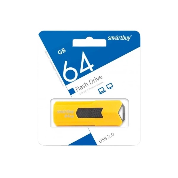Флеш-накопитель Smartbuy Stream 64GB USB2.0 пластик желтый