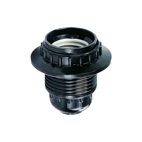 Патрон Прогресс с прижимным кольцом E27 Карболит / керамика черный (1/50/200)