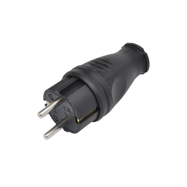 Вилка электрическая Прогресс С/З 16A черный (1/20/200)