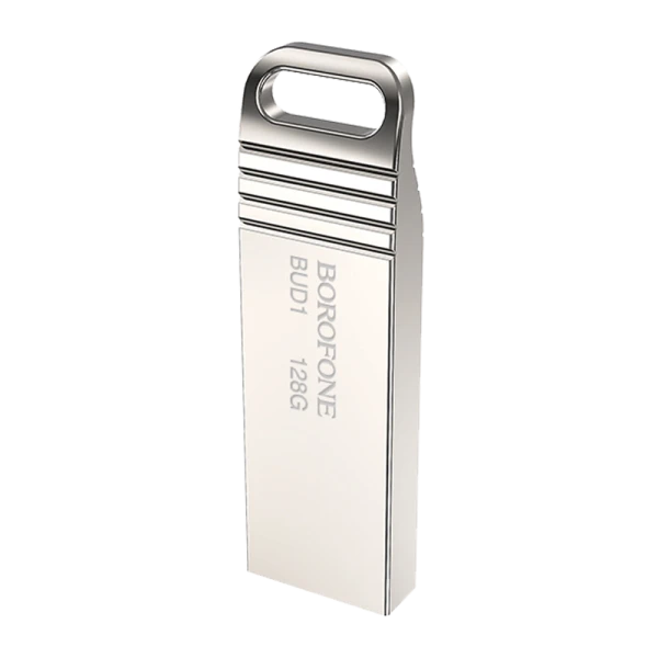 Флеш-накопитель Borofone Nimble BUD1 128GB USB2.0 металл серебряный (1/40/320)