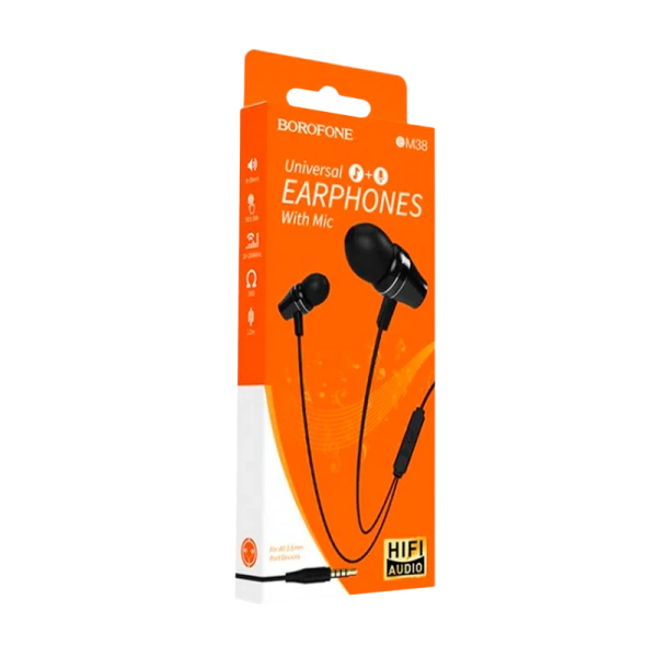 Наушники внутриканальные Borofone BM38 с микр. черный (1/76/304)