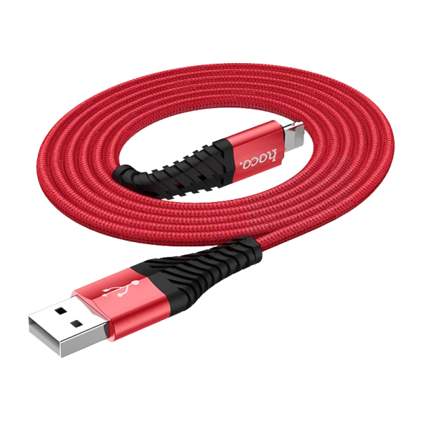 Кабель HOCO X38 USB (m)-Lightning (m) 1.0м 2.4A нейлон красный (1/30/300)