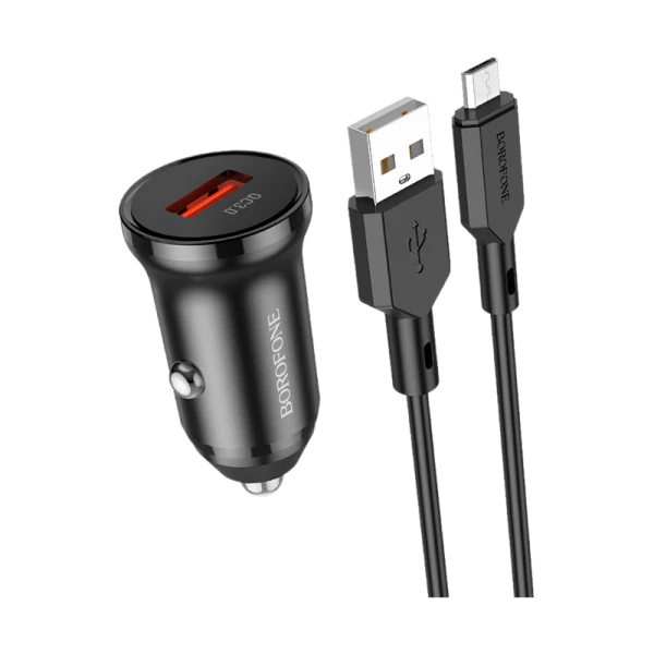 Сетевое З/У Borofone BZ18 1USB 2.1A 18W QC3.0 с кабелем microUSB черный (1/48/192)