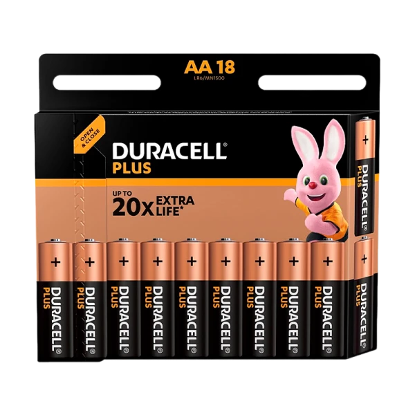 Батарейка Duracell Plus LR6 AA BL18 Alkaline 1.5V (18/180/17100)
