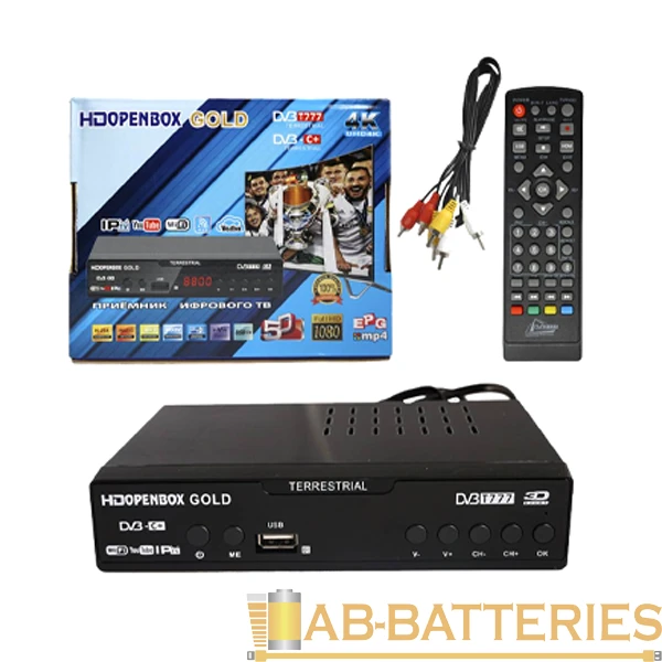 Приставка для цифрового ТВ Openbox GOLD HD DVB-T/T2 металл черный (1/60)