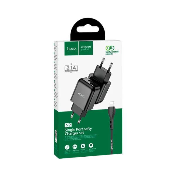 Сетевое З/У HOCO N2 1USB 2.0A черный (1/13/130)