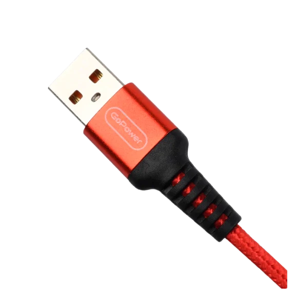 Кабель GoPower GP02L USB (m)-Lightning (m) 1.0м 2.4A нейлон красный (1/200/800)