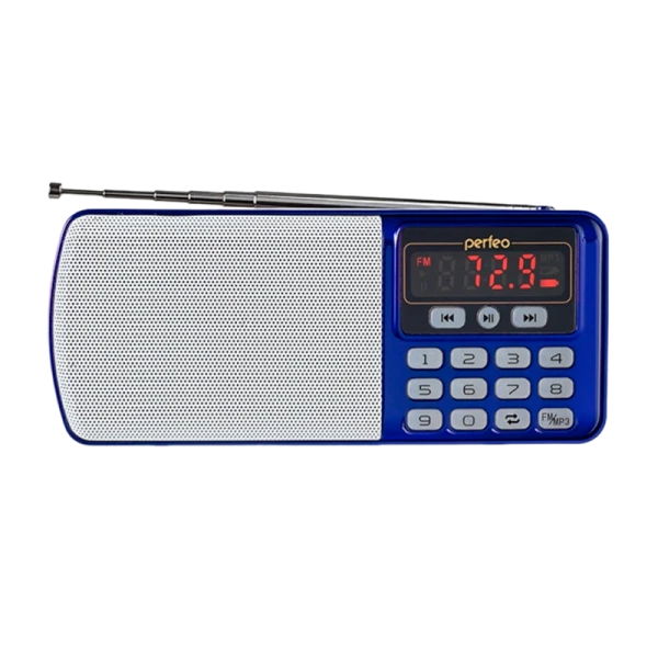 Радиоприемник Perfeo ЕГЕРЬ 3W пластик microSD USB/Jack3.5 синий (1/10)
