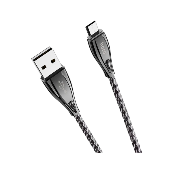 Кабель HOCO U56 USB (m)-microUSB (m) 1.2м 2.4A металл серый (1/28/168)