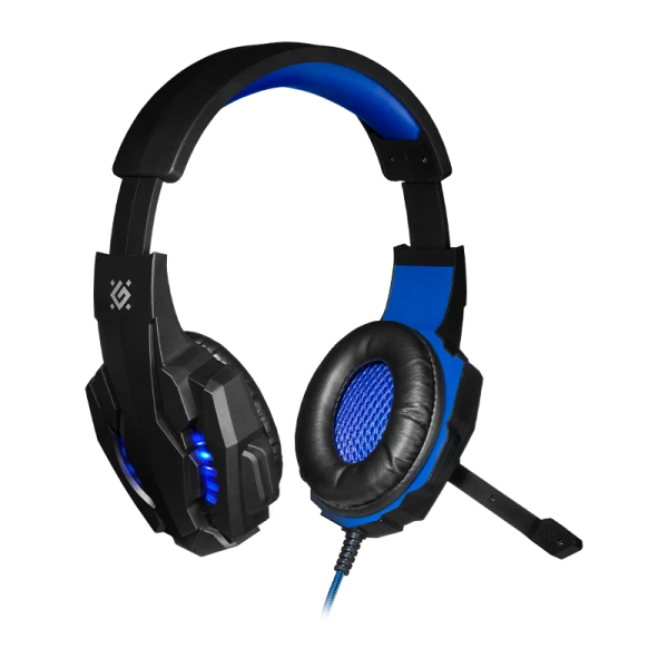 Наушники полноразмерные Defender G-390 Warhead с микр. игровые LED черный синий (1/20)