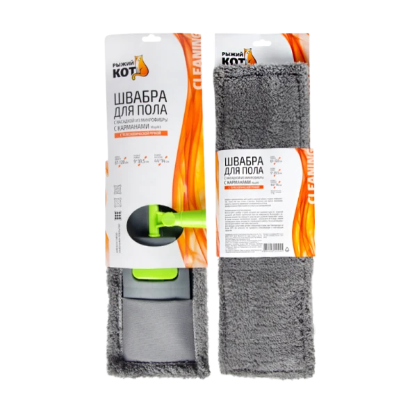 Швабра для пола Рыжий кот 120см телескопическая с насадкой из микрофибры MopM3 серый (1/12)
