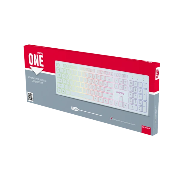 Клавиатура проводная Smartbuy 305 ONE классическая USB 1.35м белый (1/10)