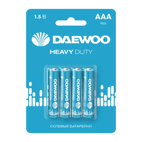 Батарейка Daewoo R03 AAA BL4 Heavy Duty 1.5V (4/40/960)