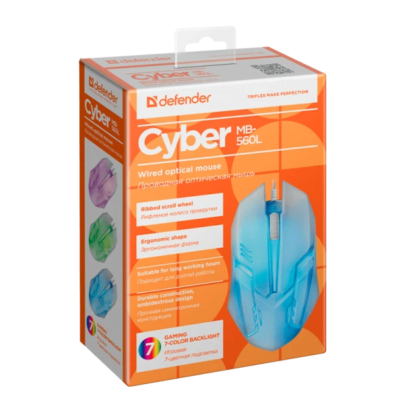 Мышь проводная Defender MB-560L Cyber классическая USB белый (1/40)