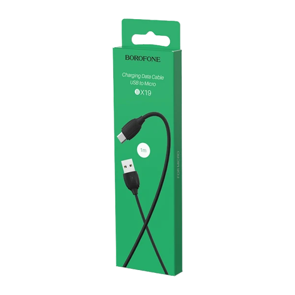 Кабель Borofone BX19 USB (m)-microUSB (m) 1.0м 2.4A ПВХ черный (1/648)