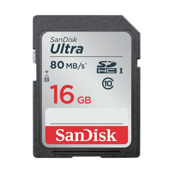 Карта памяти SD SanDisk ULTRA 16GB Class10 UHS-I (U1) 80 МБ/сек