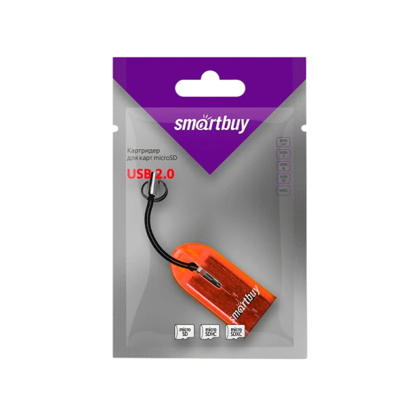 Картридер Smartbuy 710 USB2.0 microSD оранжевый (1/20)
