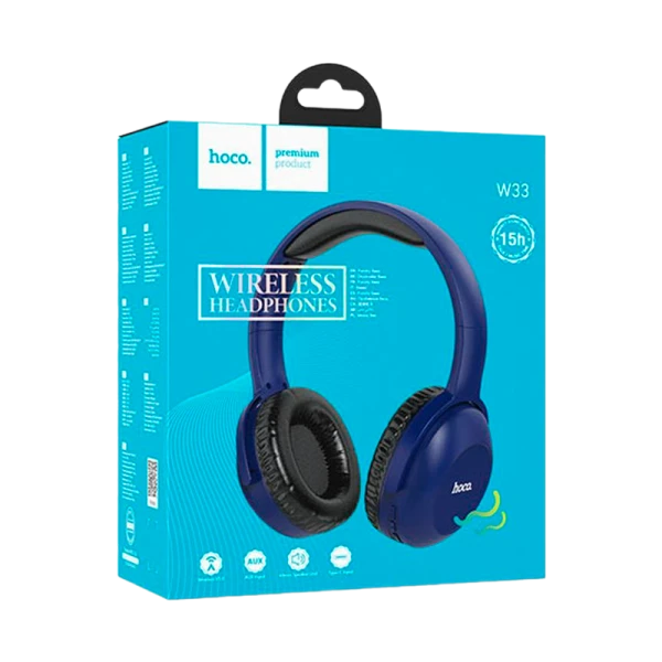 Наушники полноразмерные HOCO W33 bluetooth 5.0 с микр. microSD синий (1/30)
