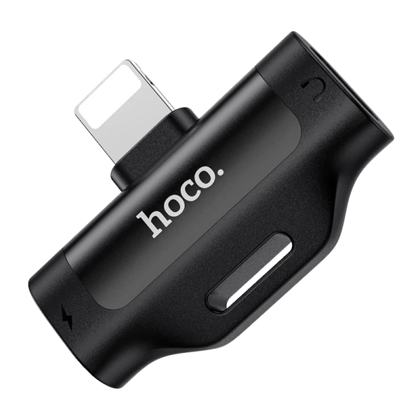 Переходник AUX HOCO LS31 Lightning (m)-Lightning (m)/Lightning (f) пластик черный (1/31/310)