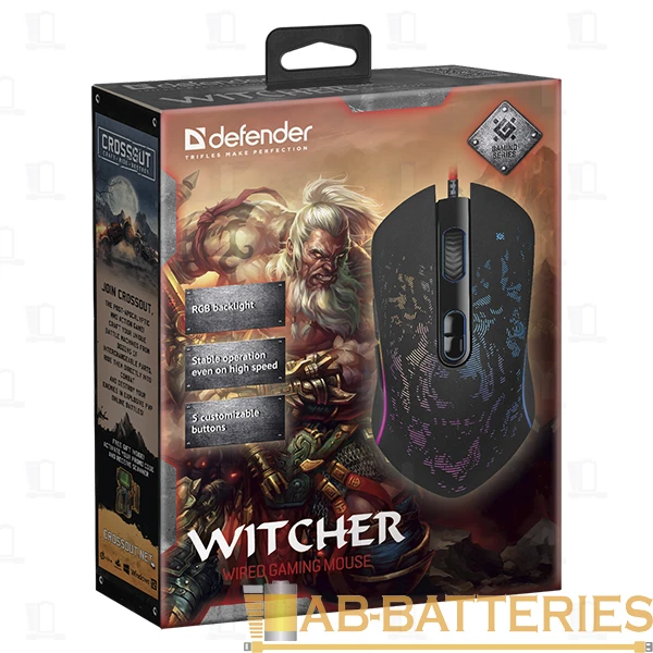 Мышь проводная Defender GM-990 Witcher игровая USB черный (1/40)