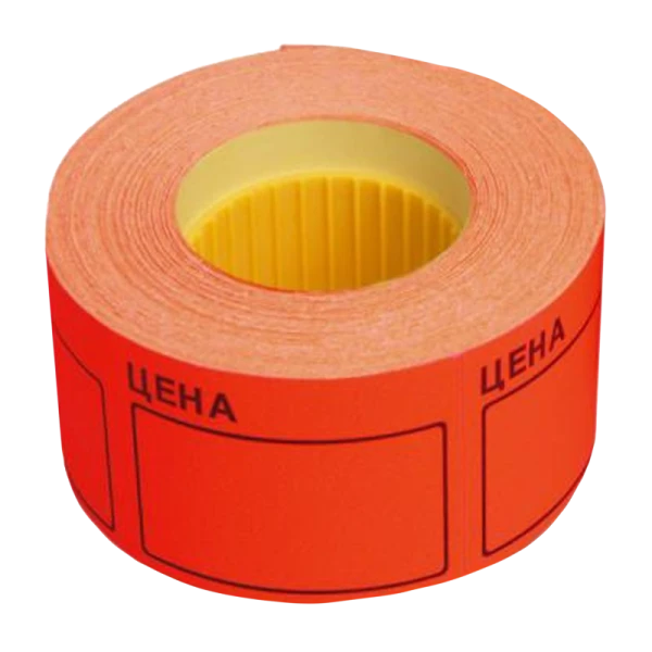 Этикет-лента 50 мм х 40 мм "Цена" (350 этикеток /рол.), красная, AVIORA (цена за 1 рулон) (5/100)