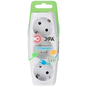 Разветвитель ЭРА SP 3р.С/З 16A со шторкой белый (1/10/60)