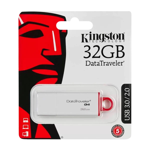 Флеш-накопитель Kingston DataTraveler G4 32GB USB3.0 пластик белый красный