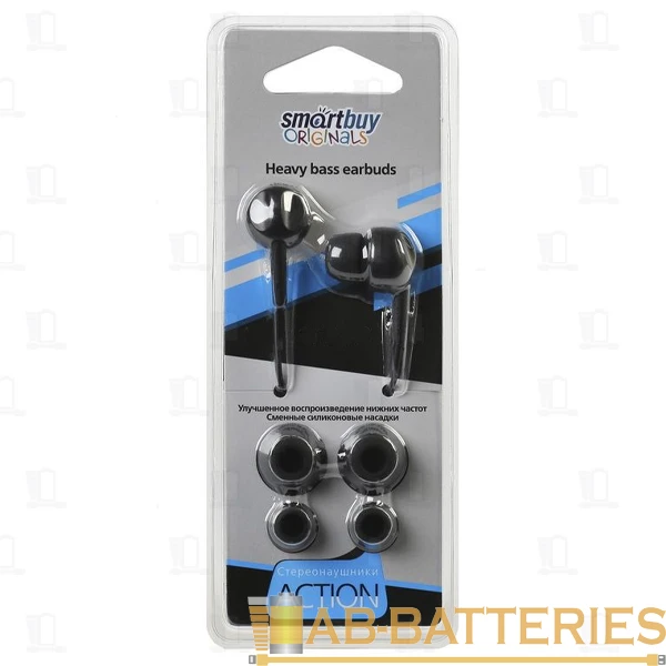 Наушники внутриканальные Smartbuy ACTION черный (1/240)