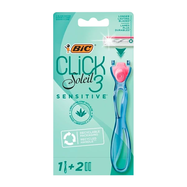 Бритва BIC Soleil Click 3 Sensitive 3 лезвия 2 кассеты пластиковая ручка (1/10)
