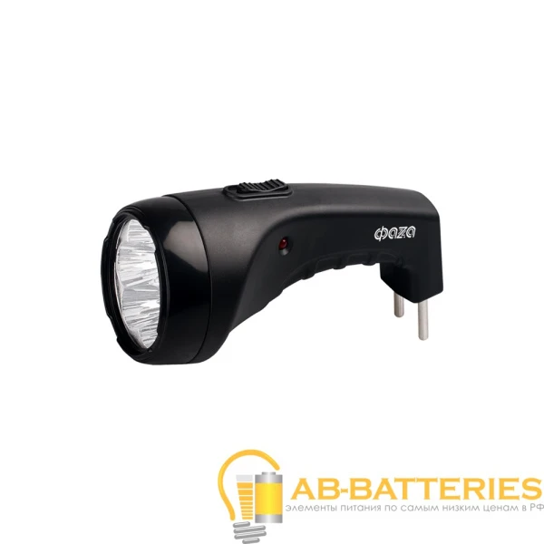 Фонарь туристический Фаzа AccuF2-L04 4LED от аккумулятора прямая подзарядка черный (1/20)
