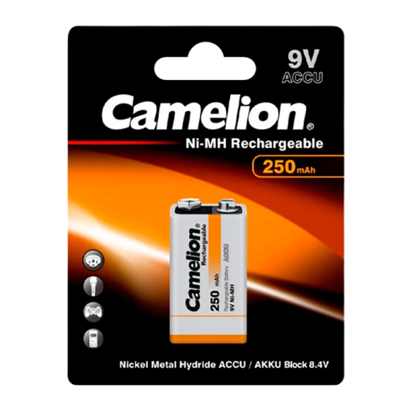 Аккумулятор бытовой Camelion Крона 6F22 9V BL1 NI-MH 250mAh (1/12/240)