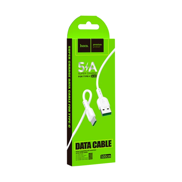 Кабель HOCO X33 USB (m)-Type-C (m) 1.0м 5.0A ПВХ белый (1/33/330)