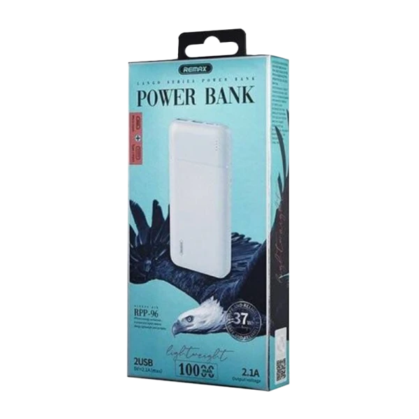 Внешний аккумулятор Remax RPP-96 10000mAh 2USB/Type-C белый (1/24)