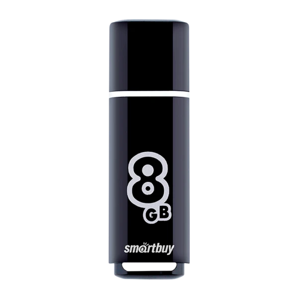 Флеш-накопитель Smartbuy Glossy 8GB USB2.0 пластик черный