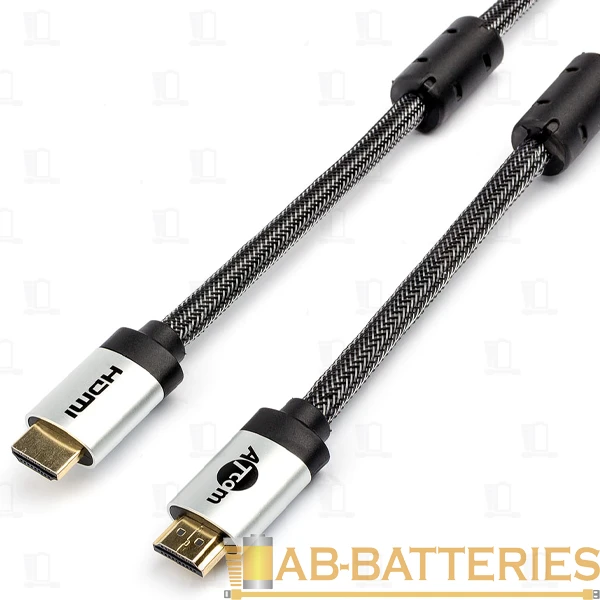 Кабель Atcom HIGH speed HDMI (m)-HDMI (m) 1.0м нейлон ver.2.0 черный серебряный в пакете (1/10/100)