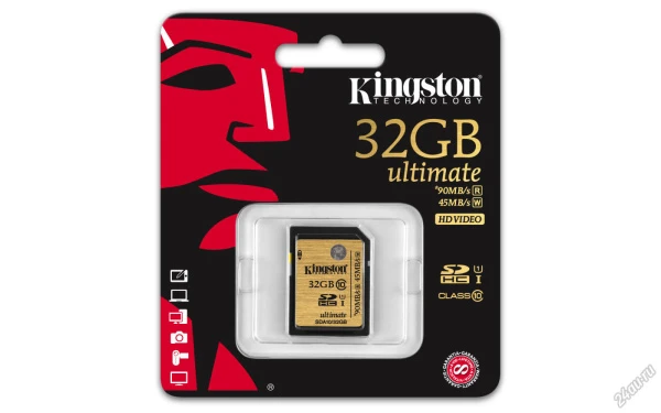 Карта памяти SD Kingston 32GB Class10 UHS-I (U1) 90 МБ/сек