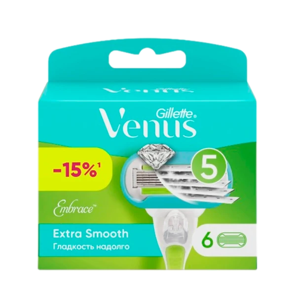 Сменные кассеты Gillette Venus EMBRACE Extra Smooth (RUS) 5 лезвий 6шт. (цена за 1 шт) (6/60)