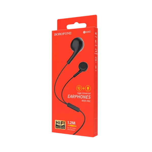 Наушники вставные Borofone BM40 с микр. черный (1/76/304)