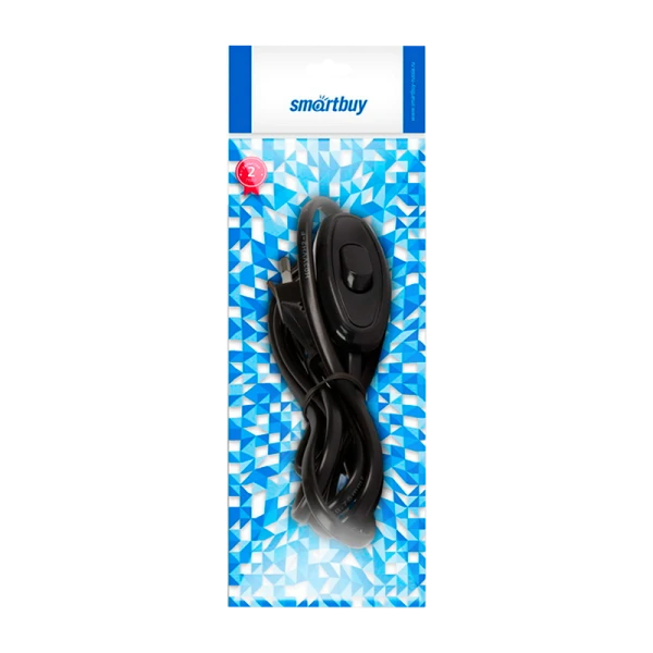 Шнур с плоской вилкой и проходным выключателем Smartbuy, 1,7 метра черный ШВВП 2х0,75 (SBE-06-P05-b)