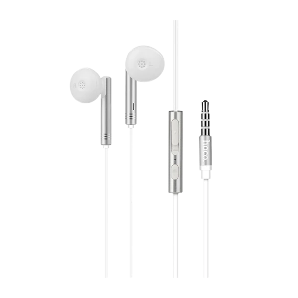Наушники вставные HOCO M26 с микр. серебряный (1/20/160)