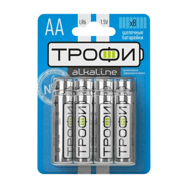 Батарейка Трофи LR6 AA BL8 Alkaline 1.5V (8/80/640/15360)