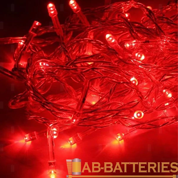 Гирлянда Космос 50LED 6.5м лампочки нить 8 режимов красный