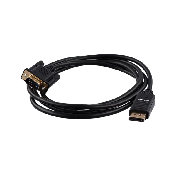 Кабель GoPower DisplayPort (m)-VGA (m) 1.8м ПВХ черный Premium Zip-Lock c подвесом (1/100)