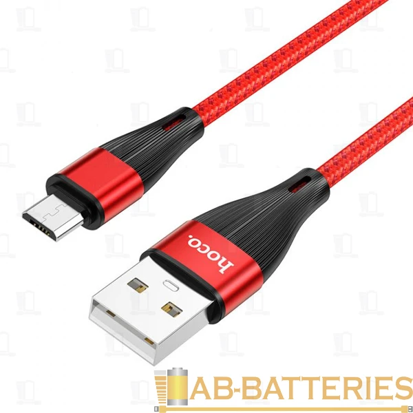 Кабель HOCO X57 USB (m)-microUSB (m) 1.0м 2.4A нейлон красный (1/33/330)
