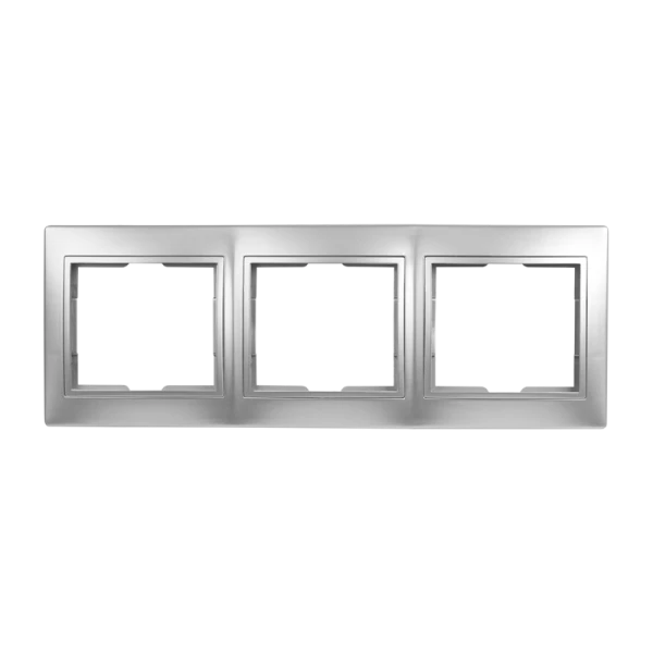 Рамка Smartbuy 3-местная горизонтальная серебро "Венера"