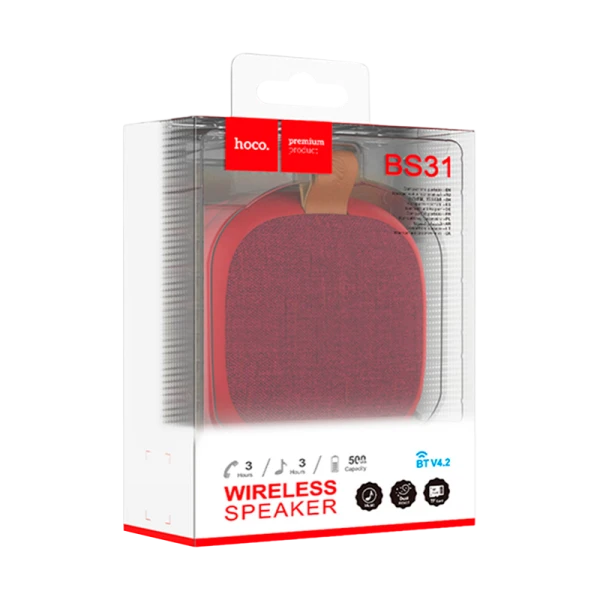 Портативная колонка HOCO BS31 bluetooth 4.2 microSD красный (1/60)