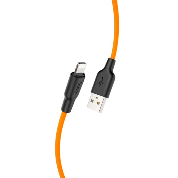 Кабель HOCO X21 Plus USB (m)-Lightning (m) 1.0м 2.4A силикон черный оранжевый (1/28/168)